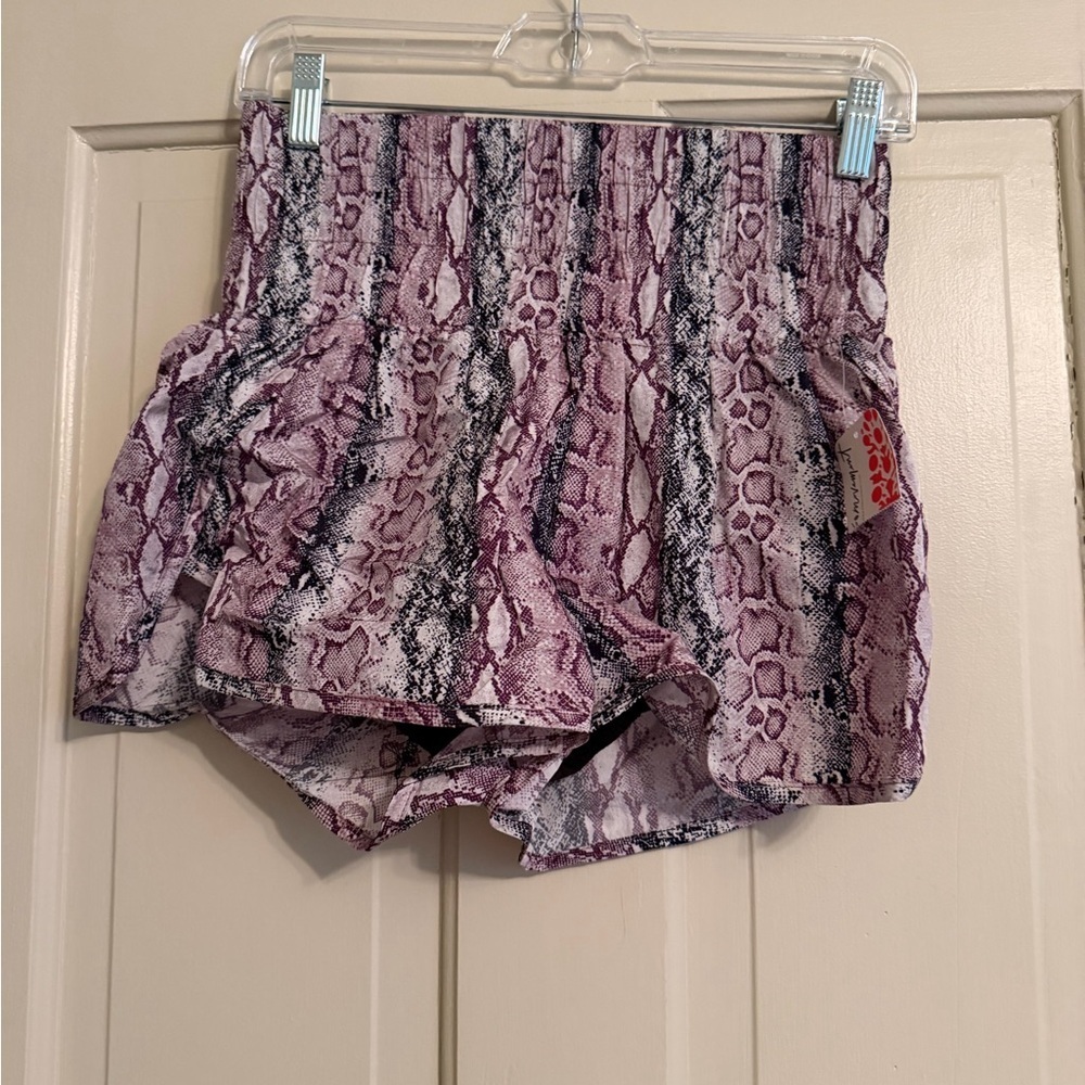 FP Movement by Free People Snake Print Athletic Shorts - Pink and Black